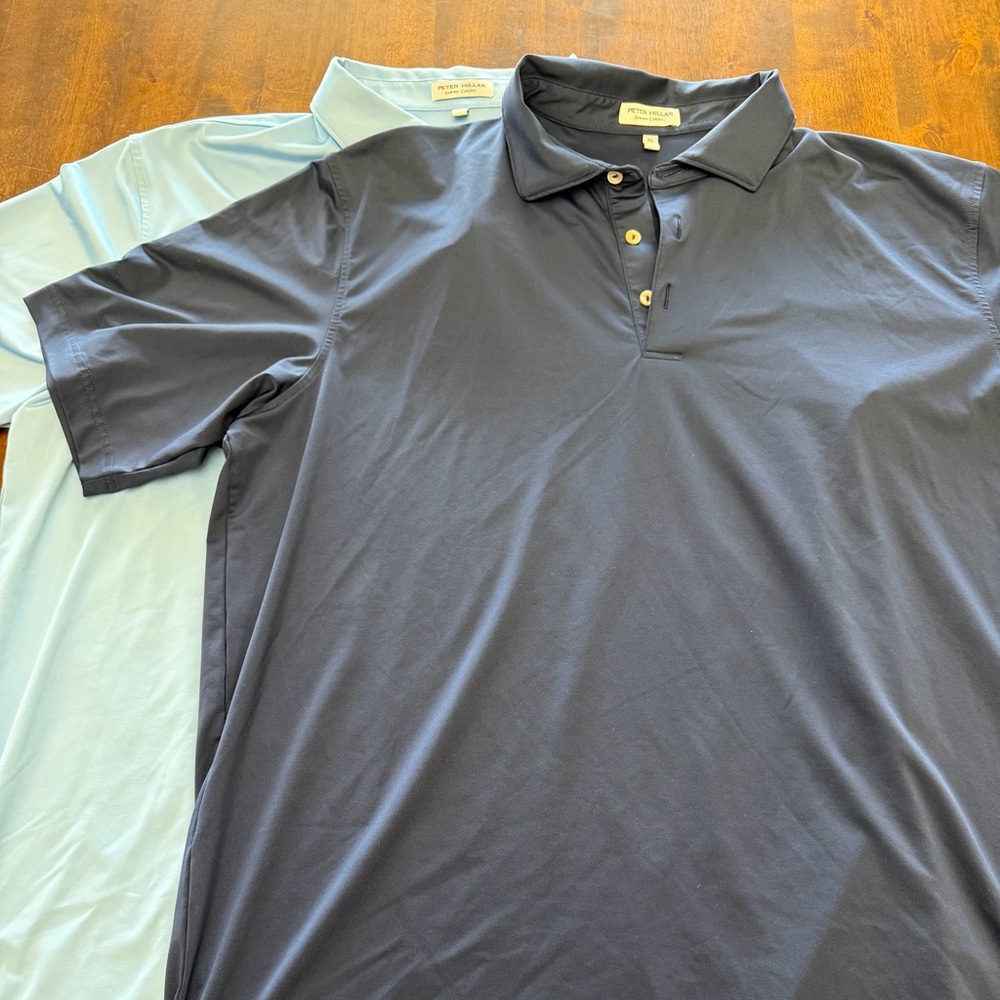 Men’s Peter Millar Summer Comfort Polos XL Navy/Light Blue Golf